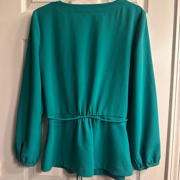 J. Crew Teal V-Neck Blouse - Picture 3 of 4